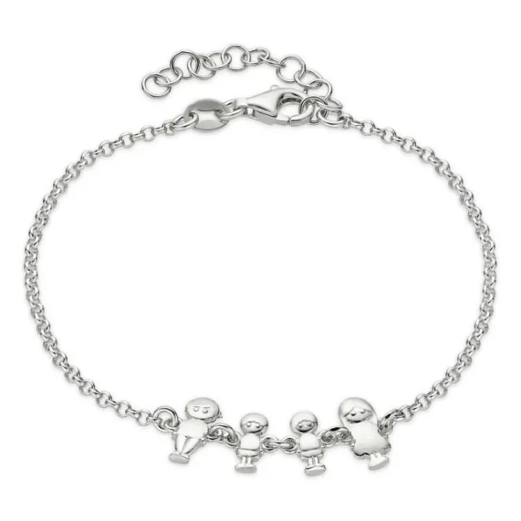 familie armband in zilver met Vader - Zoon - Zoon - Moeder in zilver