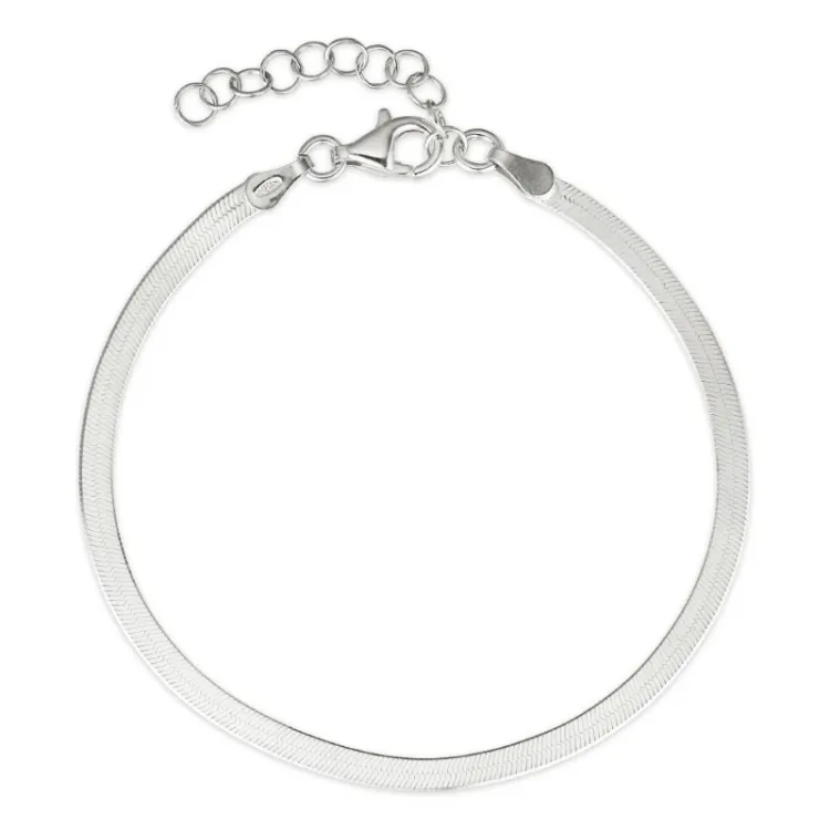 plat slangenarmband in zilver  x 2,5 mm