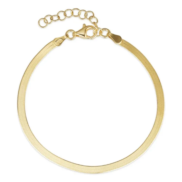 plat slangenarmband in verguld sterlingzilver  x 2,5 mm