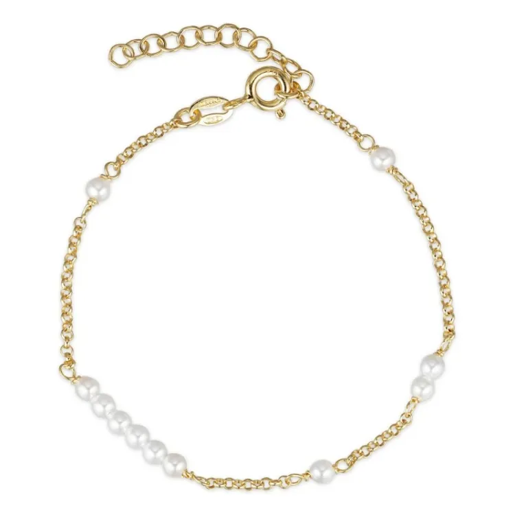 parel armband in verguld sterlingzilver  x 3,0 mm