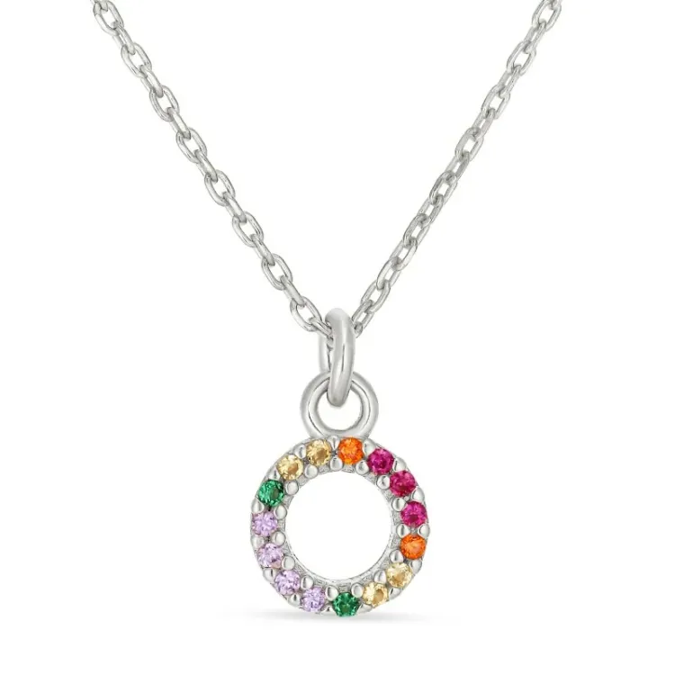 letter o veelkleurig zirkoon ketting in zilver - My Letter