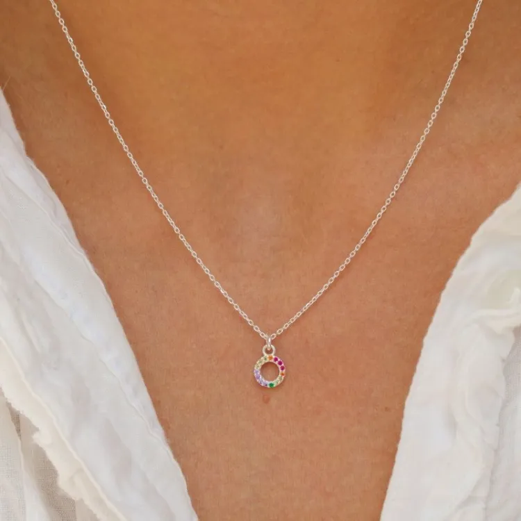 letter o veelkleurig zirkoon ketting in zilver - My Letter