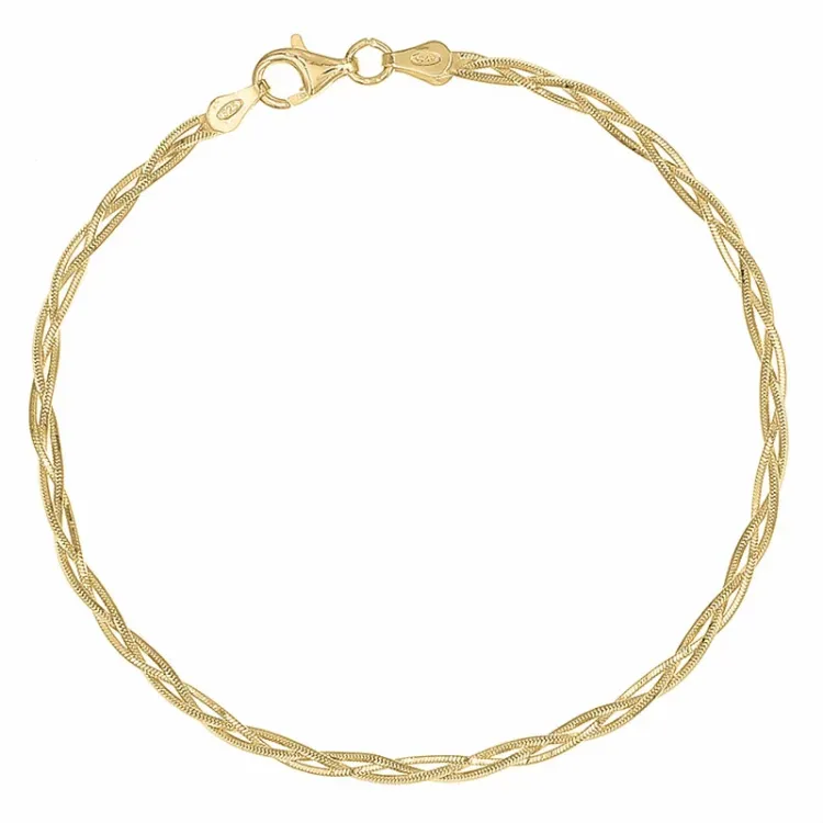 Gedraaide armbanden in verguld sterlingzilver  x 2,4 mm