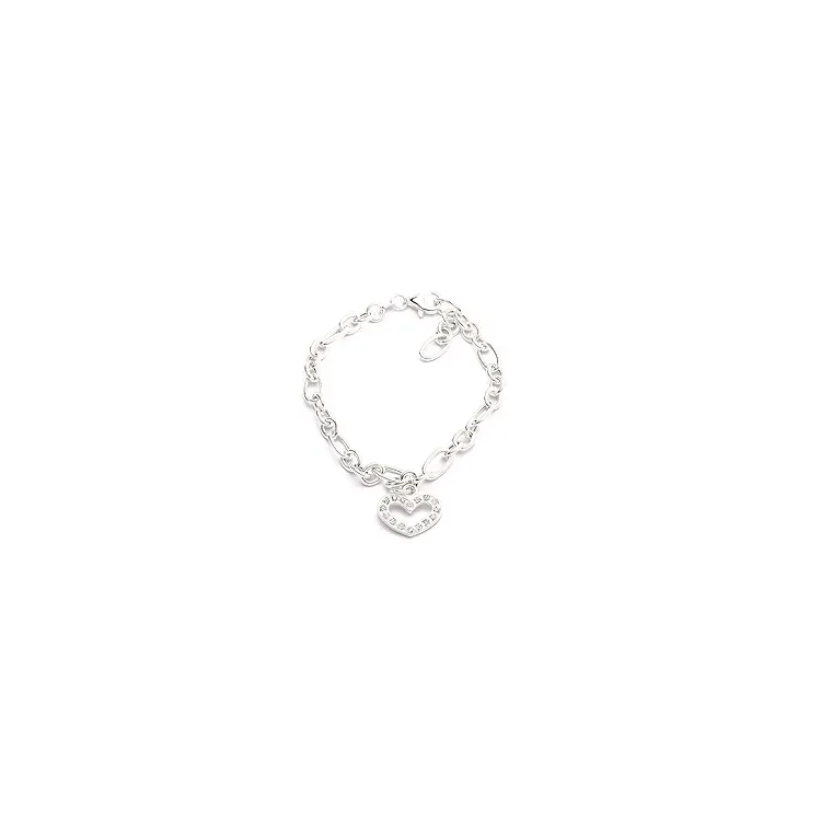 Zirkoon armband in zilver met hartjes hanger in zilver