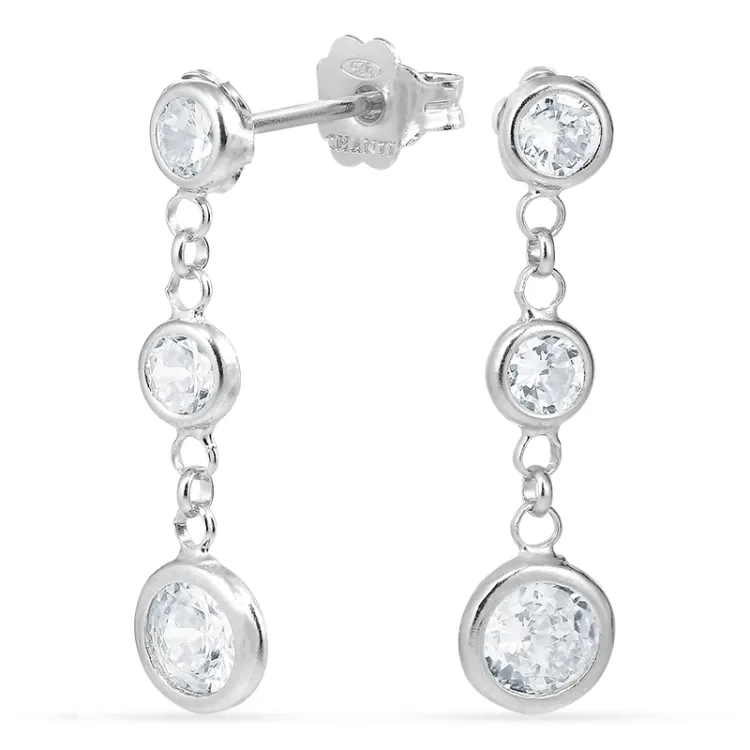 witte ketting oorbellen in zilver