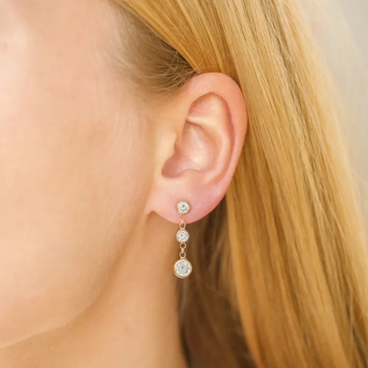 witte ketting oorbellen in verguld zilver