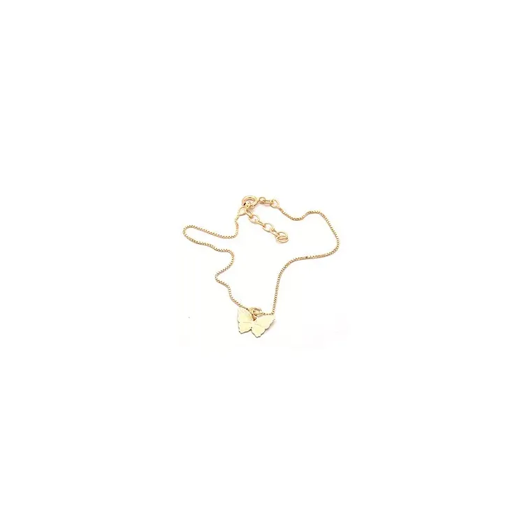 Vlinder enkelbandje in verguld sterlingzilver met vlinder in verguld sterlingzilver