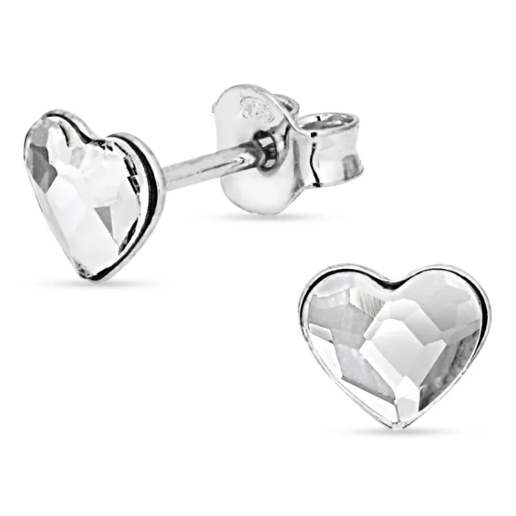 witte hart oorbellen in zilver - Little Ones