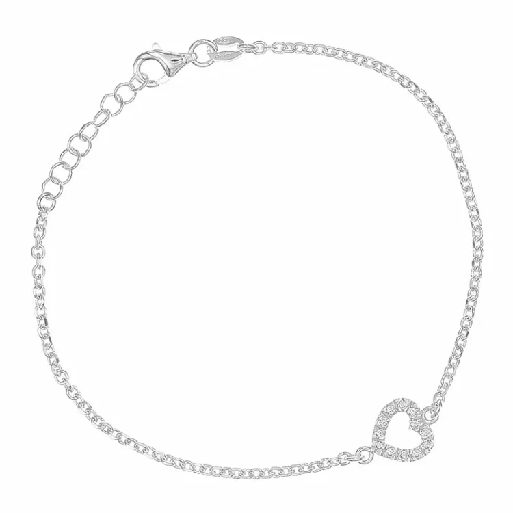 hart armband in zilver met hartjes hanger in zilver