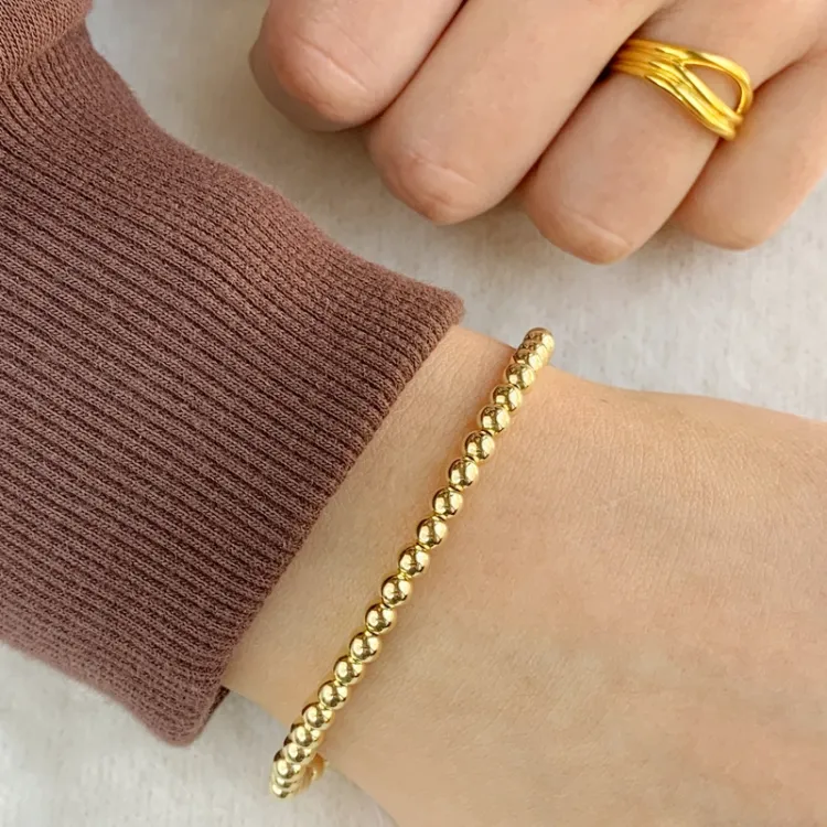 Kogelarmband in verguld sterlingzilver  x 4,0 mm