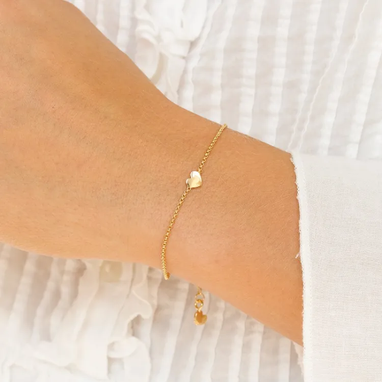 hart armband in verguld sterlingzilver met hartjes hanger in verguld sterlingzilver
