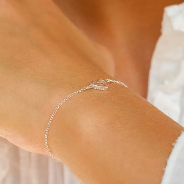 elegant hart armband in zilver