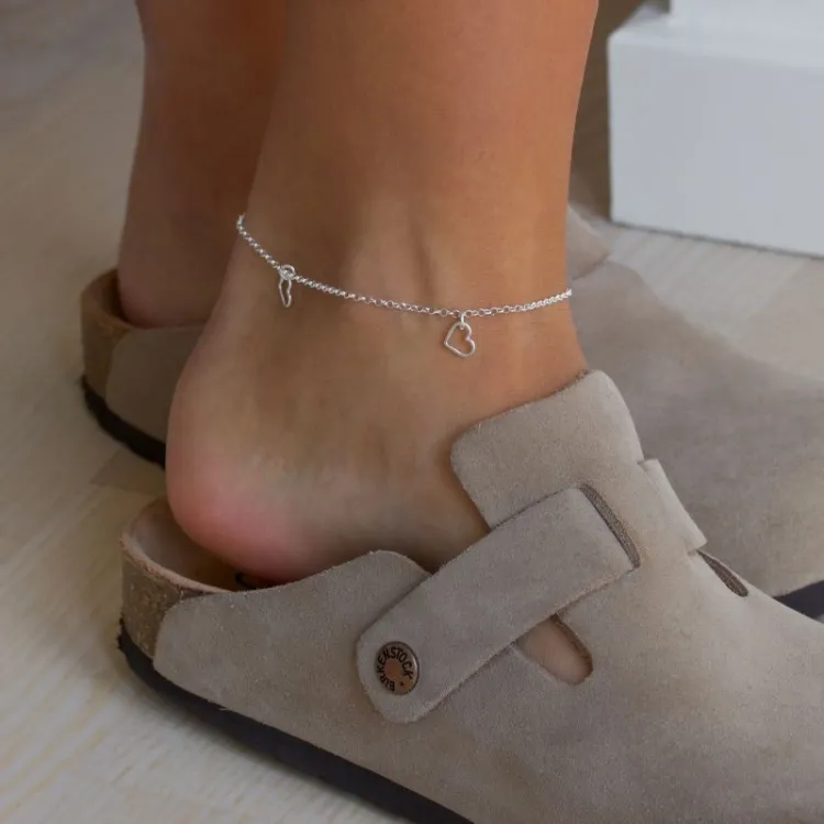hart enkelbandje in zilver