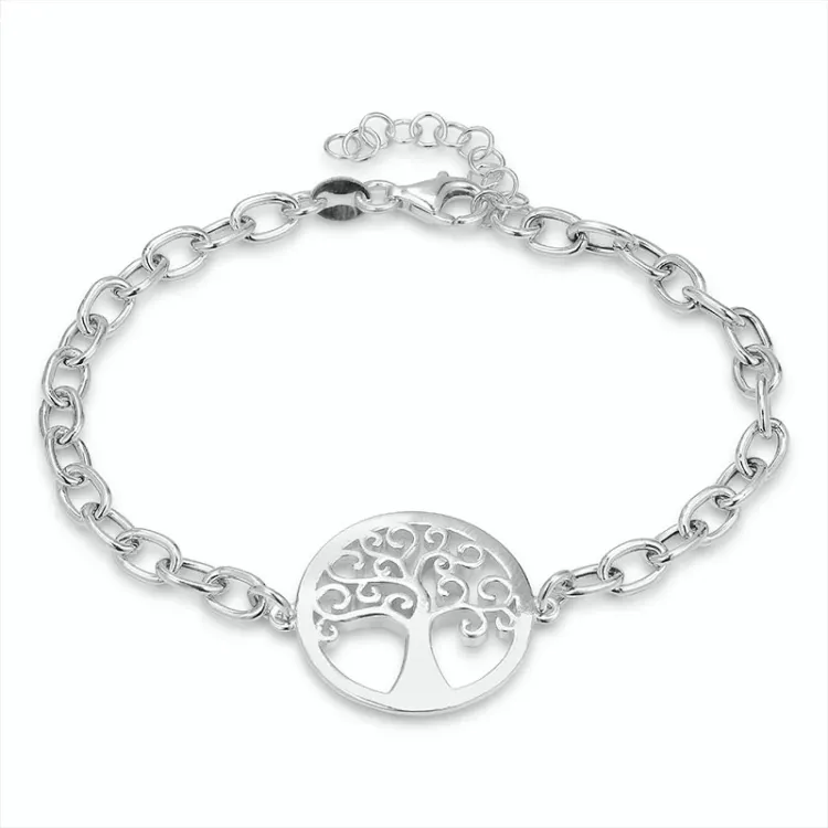 boom van het leven armband in gerodineerd zilver met hanger in gerodineerd zilver