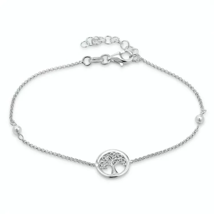boom van het leven armband in gerodineerd zilver met hanger in gerodineerd zilver