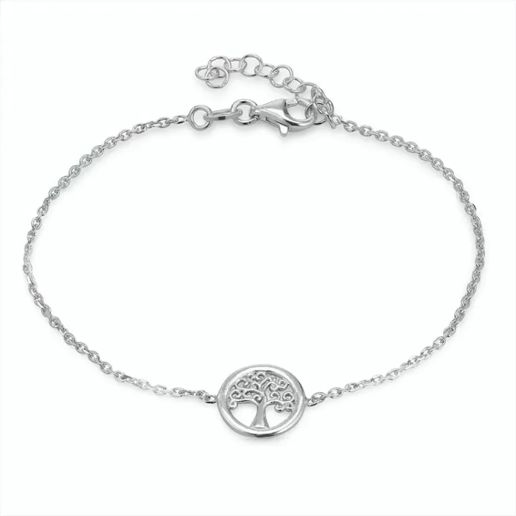boom van het leven armband in gerodineerd zilver met hanger in gerodineerd zilver