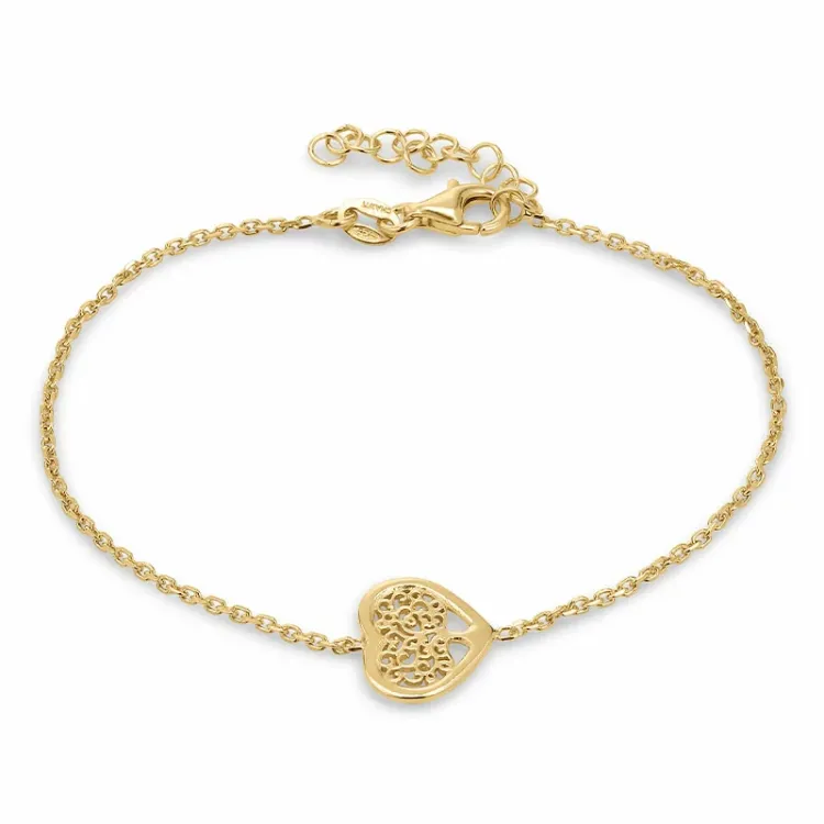 boom van het leven armband in verguld sterlingzilver met hanger in verguld sterlingzilver