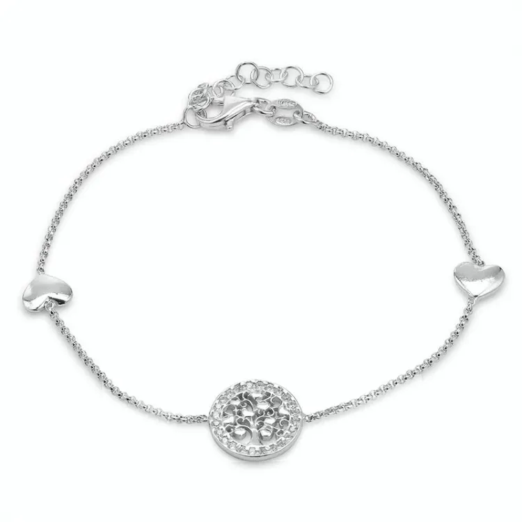 boom van het leven armband in gerodineerd zilver met hanger in gerodineerd zilver