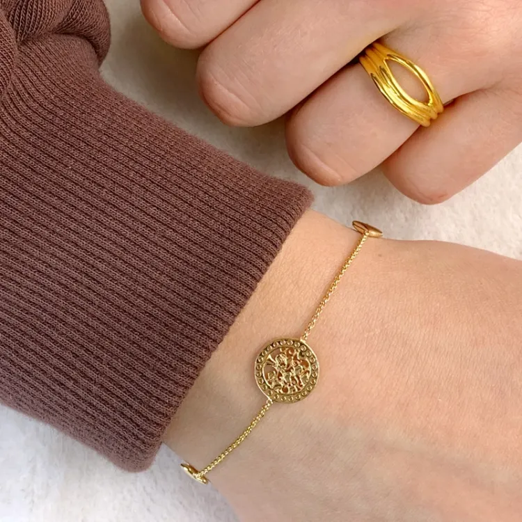 boom van het leven armband in verguld sterlingzilver met hanger in verguld sterlingzilver