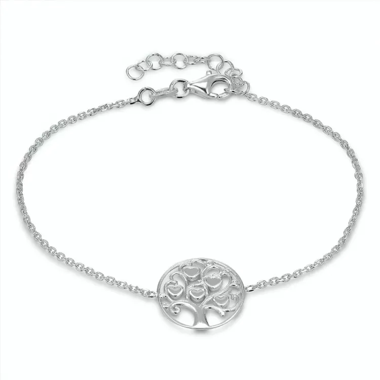 boom van het leven armband in gerodineerd zilver met hanger in gerodineerd zilver