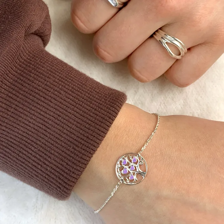 boom van het leven armband in gerodineerd zilver met hanger in gerodineerd zilver