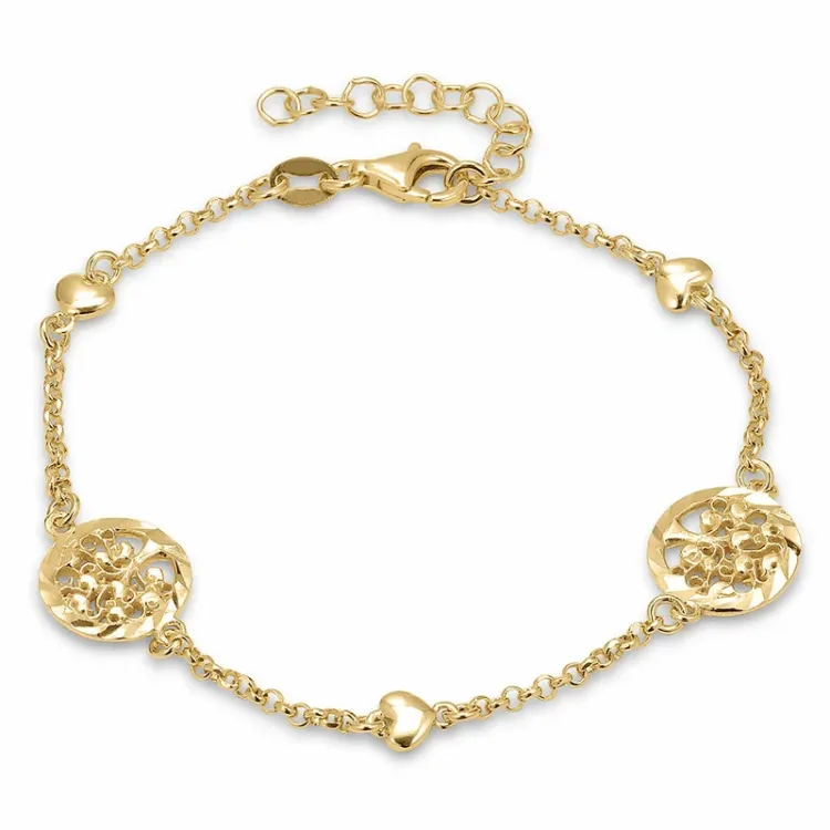 boom van het leven armband in verguld sterlingzilver met hanger in verguld sterlingzilver