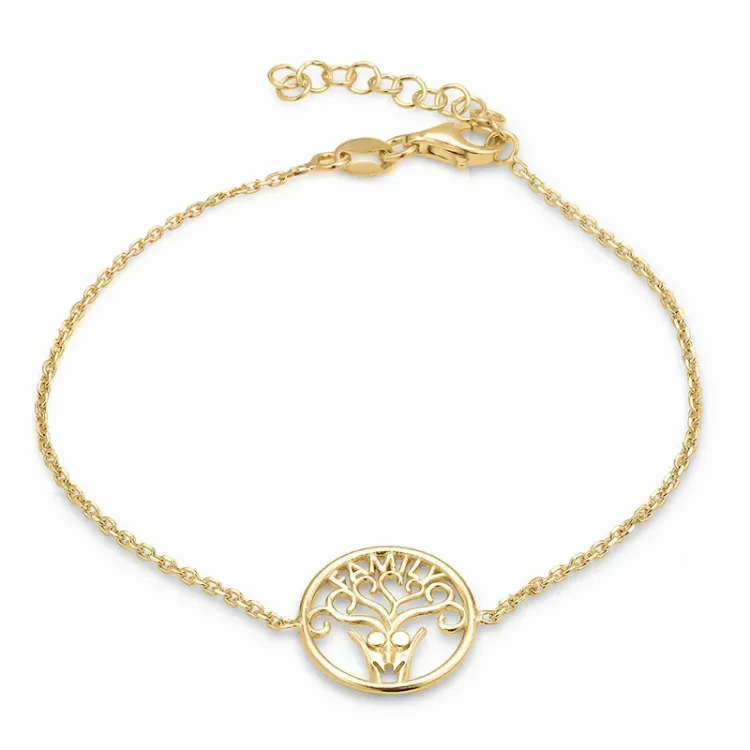 boom van het leven armband in verguld sterlingzilver met hanger in verguld sterlingzilver