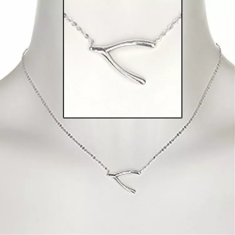 Eenvoudige wensbotje ankerketting in zilver met hanger in zilver