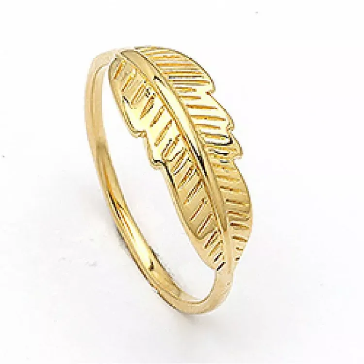 Elegant blad ring in verguld sterlingzilver