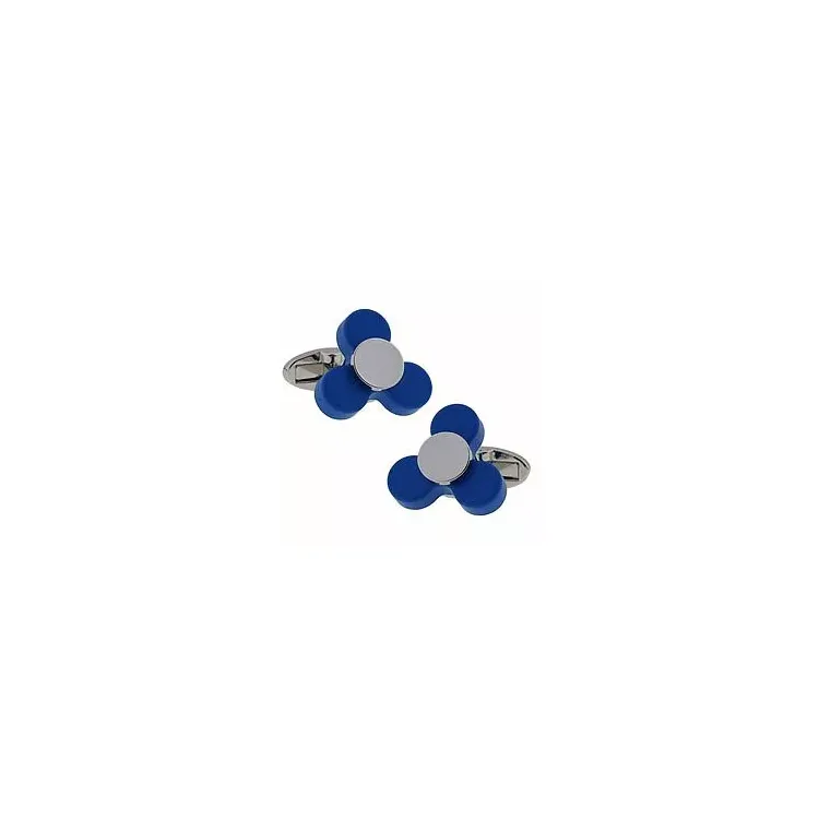 Abstract blauwe manchetknoop in staal