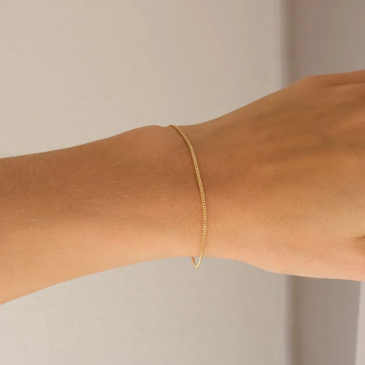 BNH pantserarmband in verguld sterlingzilver 18,5 cm x 1,3 mm