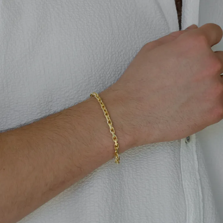 Bnh anker facet armband in verguld sterlingzilver 21 cm x 4,0 mm