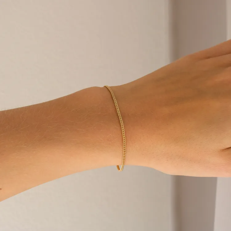 BNH pantserarmband in verguld sterlingzilver 18,5 cm x 1,8 mm