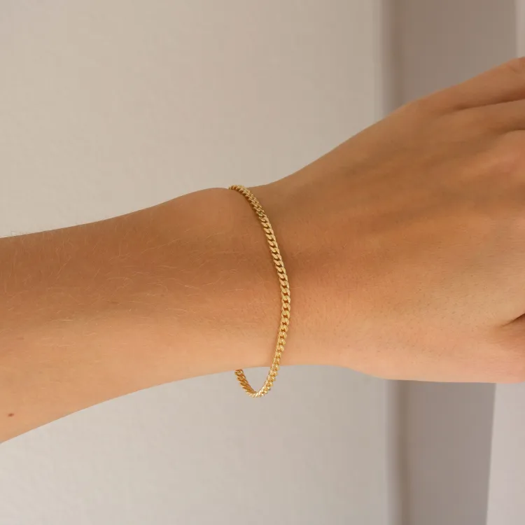 BNH pantserarmband in verguld sterlingzilver 17 cm x 2,7 mm