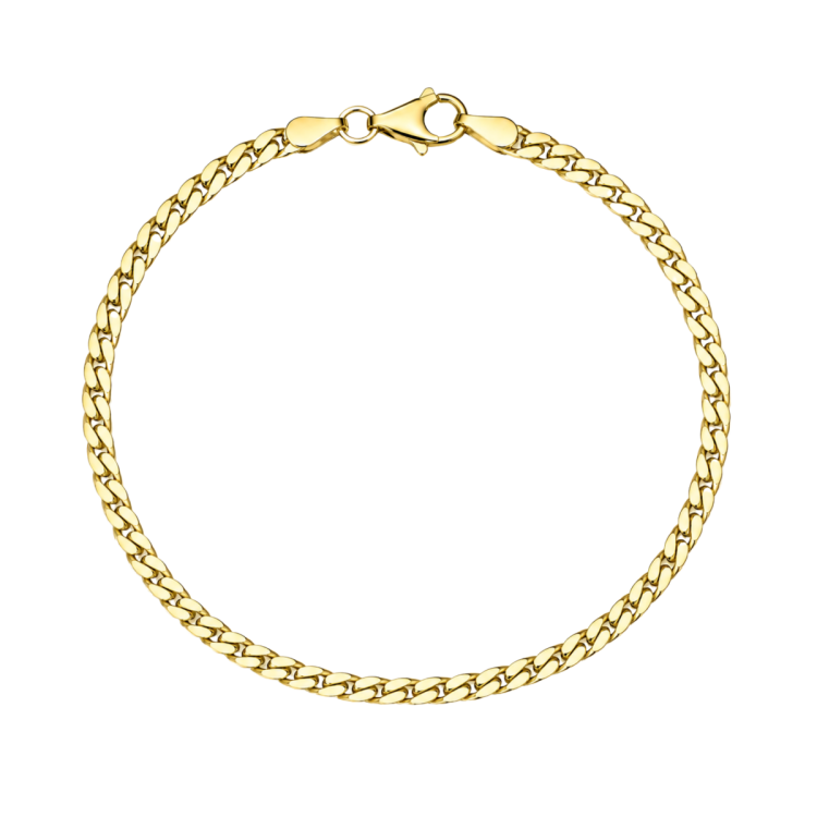 BNH pantserarmband in verguld sterlingzilver 18,5 cm x 2,7 mm