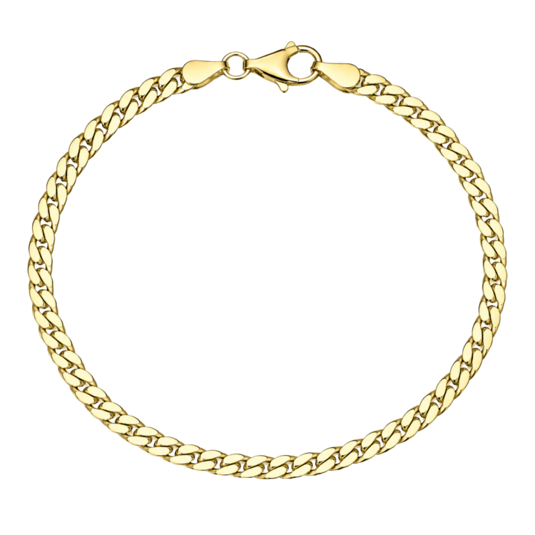 BNH pantserarmband in verguld sterlingzilver 18,5 cm x 4,0 mm