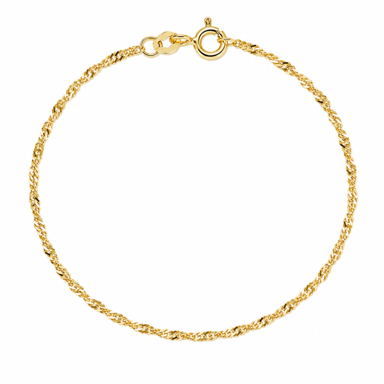 BNH singapore armband in 8 karaat goud 18,5 cm x 1,5 mm