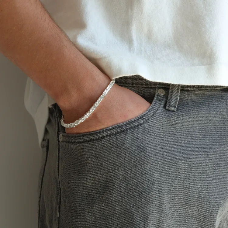 koning armband in zilver 17 cm x 4,0 mm