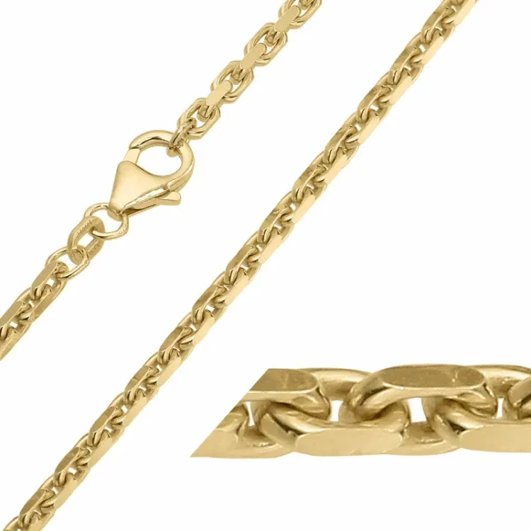 BNH Anker facet armband in 8 karaat goud 18,5 cm x 2,5 mm