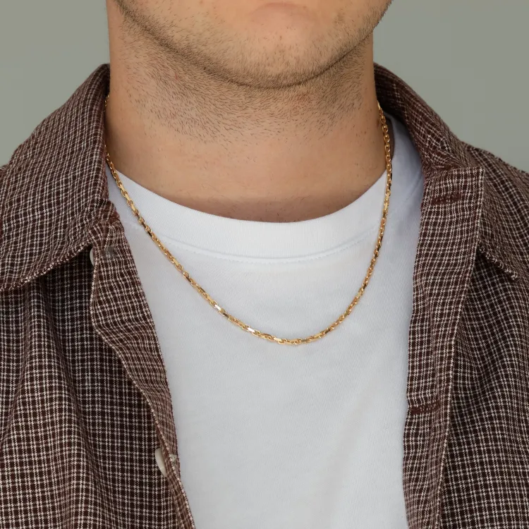 Bnh anker facet ketting in verguld sterlingzilver 50 cm x 2,5 mm