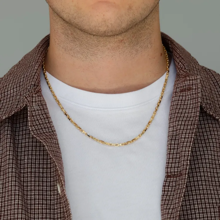 Bnh anker facet ketting in verguld sterlingzilver 50 cm x 3,0 mm