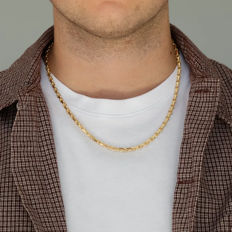 Bnh anker facet ketting in verguld sterlingzilver 50 cm x 4,1 mm