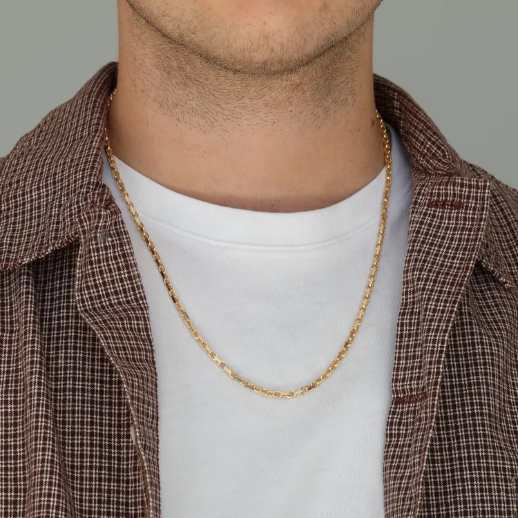 Bnh anker facet ketting in verguld sterlingzilver 55 cm x 3,0 mm