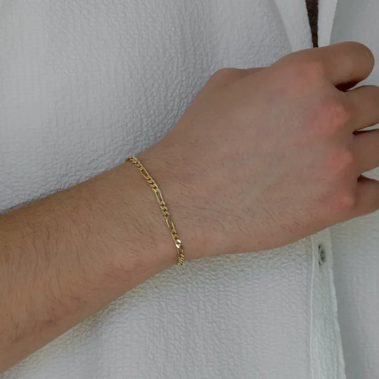 figaro armband in verguld sterlingzilver 21 cm x 3,4 mm