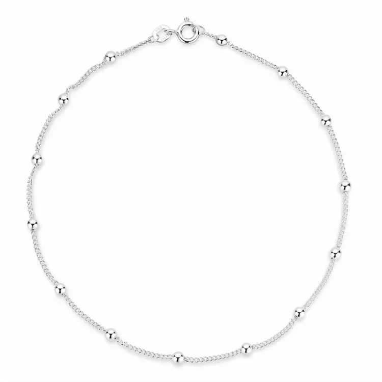 BNH Anker ronde enkelbandje M. bolletje in zilver 26 cm x 1,3 mm