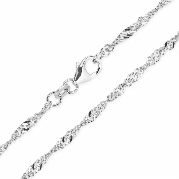 BNH singaporeketting in 14 karaat witgoud 38 cm x 2,3 mm