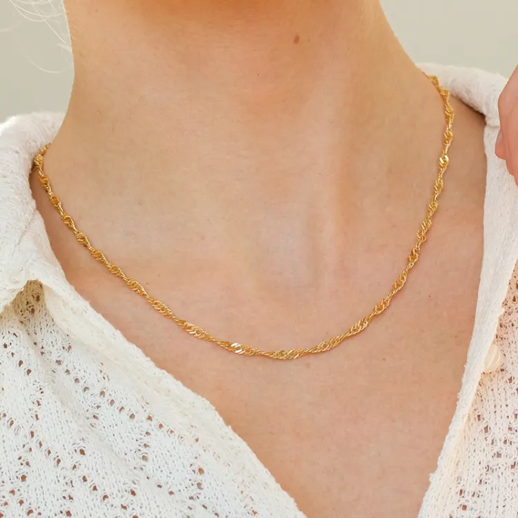 BNH singaporeketting in verguld sterlingzilver 40 cm x 2,9 mm