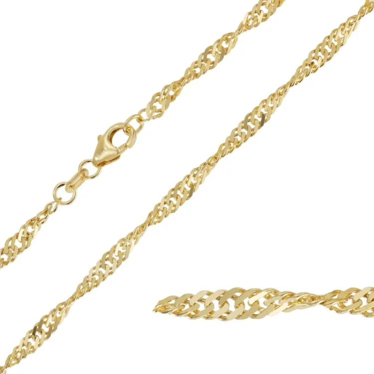 BNH singaporeketting in verguld sterlingzilver 42 cm x 2,9 mm