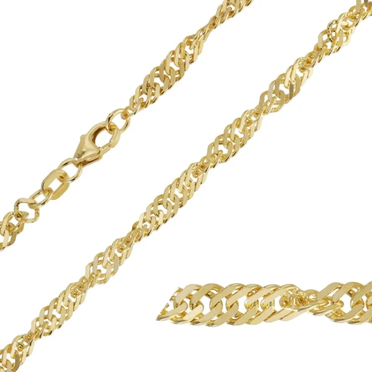 BNH singaporeketting in verguld sterlingzilver 40 cm x 3,5 mm
