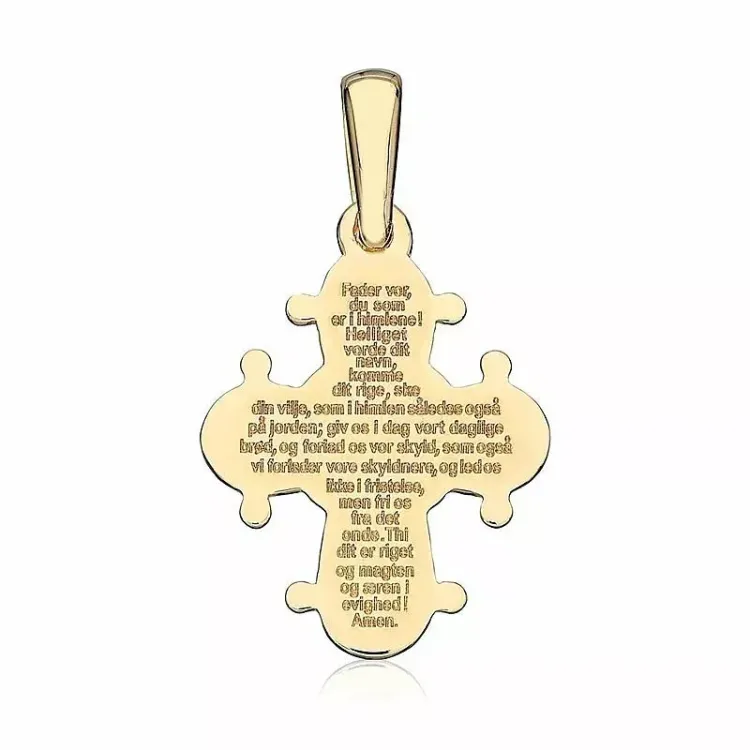 13 x 15 mm dagmarkruis met onze vader in verguld sterlingzilver - Amoré